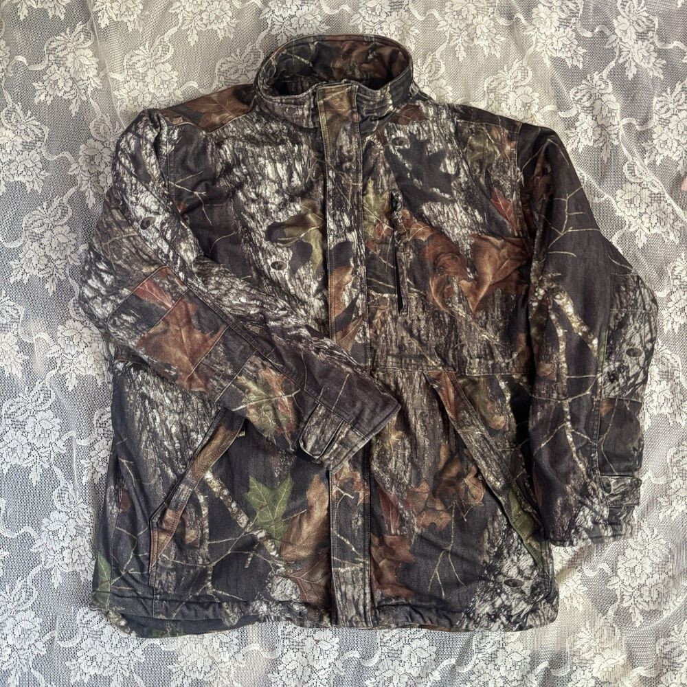 10X Mens XL Mossy Oak Camouflage Hooded Zip Up Outdoor Hunting Camo Jacket